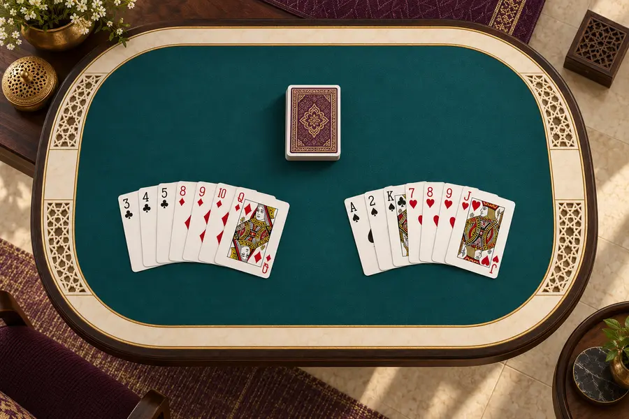 Online rummy cards and game table concept